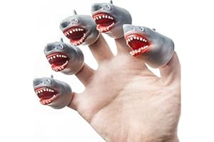 CREEPYPARTY 5 Pezzi Squalo Marionetta da dito Puntelli per bambole da dito Giocattoli da bagno in gomma per squalo Giocattoli della novità degli animali marini Regalo per bambini