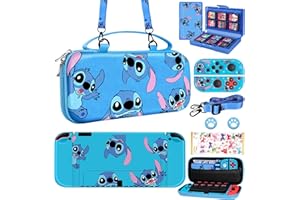 Koecya for Nintendo Switch OLED 9 in 1 Storage Accessories Kit with Travel Carrying Case+Switch Protective Cover+Game Case Holder+Strap+Sticker+2 Joycon Shells+2 Thumb Caps Cute for Boys Kids Girls-S