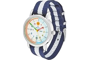 Amonev Time Teacher Watch its Blue and White Strap Colorful Easy to Read dial is The Perfect Kids Watch