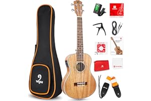 Vangoa Électro-acoustique Tenor Ukulélé 26 pouces Acajou Vintage Hawaii Ukulele Set pour Débutants Adultes, avec Égaliseur 2 bandes
