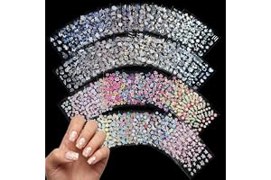 60 ark 3D-nagelklistermärken självhäftande, nagelkonstklistermärken med | 30 ark hologram och 30 ark färgglada nagelklistermärken blommor, nageldesign tillbehör för gör-det-själv-dekorationer och