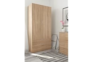 Dmora Armadio Ante e Due cassetti, Colore Rovere, cm 81.5 x 180 x 52