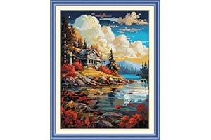 Joy Sunday Kit per punto croce 14CT a trama contata, Include Tela Aida, Filo di Cotone, Ago e Disegno - Ideale per Adulti e Principianti, Bagliore Del Tramonto 40cm × 51cm