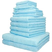 Set 4 Asciugamani Doccia PALERMO 70x140 Cm In Cotone, Colore Turchese - Morbidi E Assorbenti