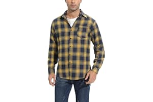 YUKIUINY Chemisier Carreaux Coton Homme Chemise Bûcheron Western Veste à Carreaux en Flanelle T Shirt Manches Longues Casual Décontractée Classique Retro Ecossaise Gilet Blouse S-XXXL