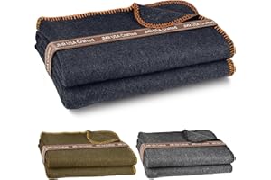Jmr Usa Inc. Military Wool Blanket for Camping, Emergency and Everyday Use, Fire Retardant Extra Thick and Warm Outdoor Wool Blanket, 70% Wool, Navy, Size 62X84.