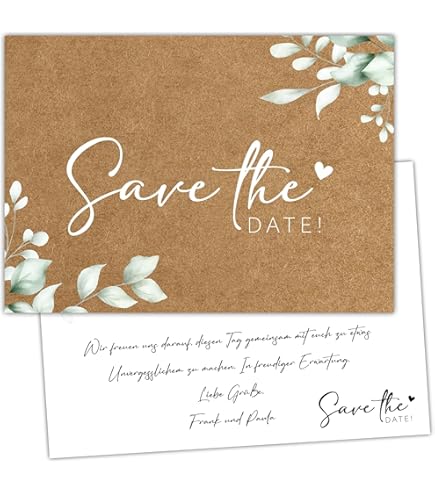 50 Rustikale Save-the-Date Karten - Blanko Zum Selbstgestalten