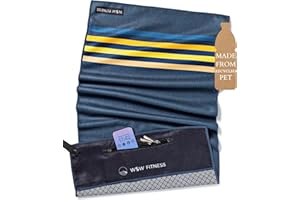 WOODSANDWAVES Fitness Handtuch mit Design, Tasche & extra starkem Magnet - das ideale Sporthandtuch für Gym und Fitnessstudio | rutschfest, geruchsneutral, schnelltrocknend