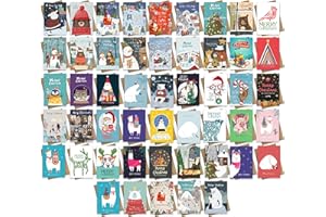 BEAR AND BEE 50 diversi biglietti di Natale popolari con molti orsi, con buste in carta kraft riciclata