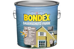 Bondex Dauerschutz Farbe Anthrazit (Schiefer) 0,75 L für 7 m² | Hervorragende Farbstabilität | Wetter- und UV-Schutz - bis zu 12 Jahre | Seidenglänzend | Dauerschutzfarbe | Holzfarbe