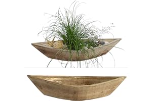 OF 2 Boote zum Bepflanzen im Set - 55 cm lang - Blumentopf aus Holz im Maritim Stil, Blumenkasten (Natur)