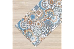 Il Gruppone Passione Casa Tappeto Cucina Antiscivolo Made in Italy Passatoia Antimacchia Multiuso Corridoio Soggiorno Lavabile in Lavatrice - 50x250 - Esagoni celesti