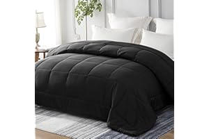 Yebeda Piumino per 4 Stagioni, 155 x 220 cm, Trapunta in Microfibra, Piumone per Letto Matrimoniale, Traspirante e Super Morbido per Tutte le Stagioni, Nero