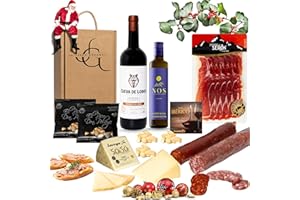 UNIVERSO GOURMET | Cesta Gourmet para Regalar | Vino DO.Rioja | Aceite Oliva Virgen Extra | Embutidos Ibéricos Bellota | Paleta Gran Reserva y Queso Oveja | Pate Pedro Ximenez y Picos Pan Artesanos