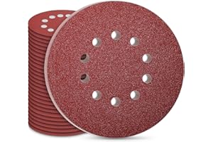 STEBRUAM 30 pezzi carta abrasiva 225mm dischi abrasivi 225mm grana P40 10 fori in rosso per levigatrice a secco levigatrice rotorbitale levigatura giraffa