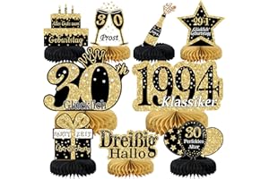 VOXISROMA 30. Geburtstag Männer 9 Stk Schwarze Goldene Bienenwabe Mittelstück Tischdeko Geburtstag,30 Geburtstag Deko,30 Geburtstag Party Deko Für Frauen Und Mann,Geschenke Für Männer Geburtstag （Deutsche）