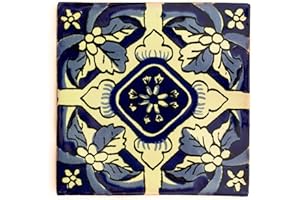 Ceramic Mexican Tile - 10.5cm- Handmade and Ethically Traded by Tumia LAC - Individual Tile - 25 Pack