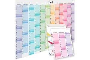 PACKLIST 2024 Wall Planner Calendar A1 - Stylish 12 Month Large Calendar 2024 Wall for Home, Study, Work & Family Plans. Colorful Landscape Yearly Wall Calendar with UK & Rep. of Ireland Bank Holidays