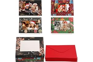 Belle Vous 36 Piezas Tarjeta Regalo para Foto con Tema de Navidad Tarjetas Navideñas Personalizadas con Sobres Regalo para Fotos 10 x 15 cm – para Familiares y Amigos
