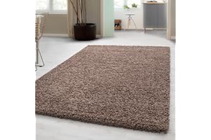 ‎CARPETSALE24 Carpetsale24 Shaggy Hochflor Teppich Wohnzimmer 160x230 cm Mokka - Moderner, Flauschiger Langflor Teppich – Weicher Carpet für Schlafzimmer, Esszimmer & als stilvoller Küchenteppich