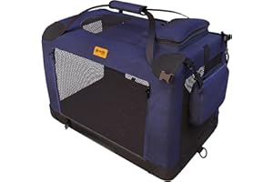 PetProved Hundebox Auto Hundetransportbox Transportbox Hund Hundebox Faltbar für Zuhause Faltbare Hundebox Hundetransportbox Auto Rückbank Transportbox Kleine Hunde Katze, S bis 7kg 50 x 35 x 35 cm