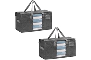 VENO 2 Pack Extra Large Moving Bags,Clothes Storage Bags for Blankets Bedding,Moving House Essentials,Waterproof Underbed Storage Packing Boxes,Laundry Bags Organiser(Gray,2 Pack)