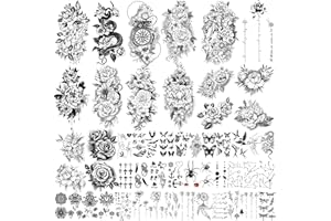 Yazhiji 49 sheets large sexy flowers collection waterproof temporary tattoo lasting fake tattoos for women and girls.