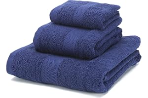 Boncasa - Juego de Toallas - 100% Algodón Peinado (no regenerado) - Calidad Ring Spun - Tacto Suave - 450 gr/m2 (Set 3 Piezas, Azul Marino)