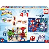Educa - Superpack Spidey and His Amazing Friends 4 in 1 | Puzzles, Dominos, Memory | 2 Puzzles 25 and 50 Pieces, Dominoes 28