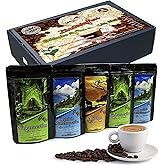C&T Kaffee Geschenk-Set mit Länder-Kaffee aus aller Welt | 5x Kaffees je 65g Ganze Bohnen | Brasilien + Honduras + Peru + Mex