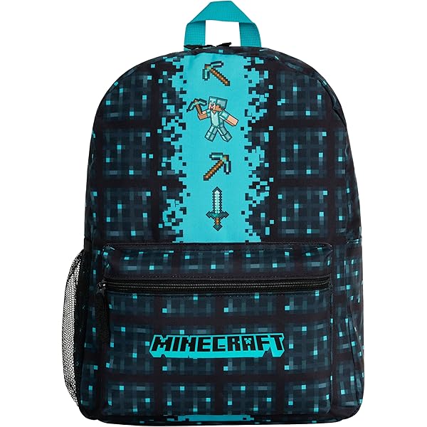 Mybagstory Zaino Minecraft Per Bambino - 38x28x16 Cm - 2 Scomparti Con Zip - Borsa Scuola Primaria - copertina