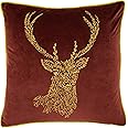 furn. Forest Fauna Stag Cushion Cover, Burgundy, 50 x 50cm