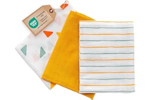 LALOONA BABY BEDDING LaLoona – Langes Coton Bébé – Lot de 3 Lange Bebe 70x70 cm – Ultra Doux – Lavables, Certifiés Oeko-Tex – Débarbouillette Mousseline Multi-usages – Blanc, Jaune, Menthe