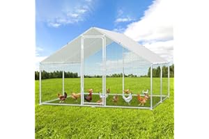 Izrielar Gallinero XXL con cerradura de seguridad y paño de color PE impermeable, mucho espacio para pollos, conejos y otros animales pequeños, marco de acero estable, 3 x 3 x 2 m, Red