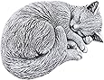 Steinfigur Katze schlafend, eingerollt, frostfest bis -30°C, massiver Steinguss