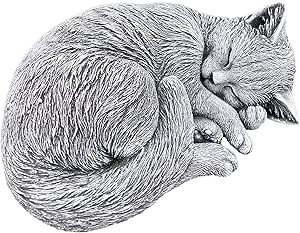 Steinfigur Katze schlafend, eingerollt, frostfest bis -30&deg;C, massiver Steinguss