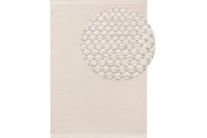 benuta Tappeto di lana Rocco bianco, 70 x 140 cm, a pelo corto, per soggiorno, camera da letto, sala da pranzo o cameretta dei bambini