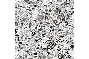 NEULEBEN Adesivi da 220 pezzi, colore nero e bianco, in vinile impermeabile, per computer portatile, bagagli skateboard, auto, bicicletta, computer, bambini