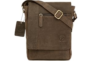 J. Wilson London 100% Pure Genuine Real Vintage Hunter Leather Handmade Mens Leather Flapover Everyday Cross-Body Shoulder Work Messenger Bag