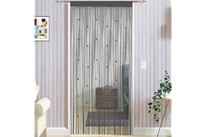 Taiyuhomes Bead String Curtains Door Fly Screen Curtain Beaded Curtain For Doorways Window Decorations Room Divider Single Door Curtain Beads (90x200cm) Grey
