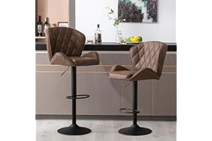 ‎FANTASYLAB Fantasylab Barhocker 2er Set Höhenverstellbar 360° Drehstuhl Barstuhl aus Kunstleder Küchenstühle mit Rückenlehne und Fußstütze Belastbarkeit 120kg, Dunkelbraun