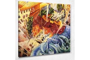 KUADER Visioni Simultanee - 1912 Boccioni Umberto Quadro Stampa su Tela Ubo13 Alta qualità Certificata Fine Art Giclée, Fatto in Italia, 100x100 cm