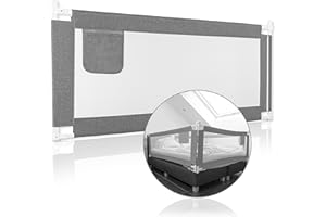 ‎RAWVEL RAWVEL® Bettgitter grau [2m] - Labor geprüft - Rausfallschutz Bett [Eine Seite] - Bettschutzgitter für Kinder & Elternbetten - Inkl. Deutscher Aufbauanleitung & Aufbauvideo