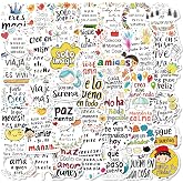 Goiern Pack of 100 Motivational Stickers in Spanish, Decorative Stickers with 2 Copies of Each Motif for Photo Albums and Dec
