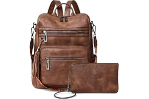 Shrrie Sac à Dos Femme, Sacs à Main Portés Dos en PU Cuir, Élégant Imperméable Sac à Dos Antivol Convertible avec Bandoulière Amovible pour Travail Voyage College Cadeau