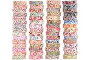 YUBX 60 rollos Flor Washi Tape Set Delgado cinta adhesiva decorativa Washi Glitter Adhesivo de Cinta Decorativa para DIY Crafts Scrapbooking (Summer)