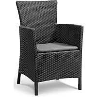 "Allibert by Keter" Gartensessel Iowa, graphit/cool grey, inkl. Sitzkissen, Kunststoff, flache Rattanoptik