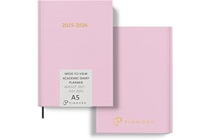 Pinnora A5 Pink Academic Diary 2025-2026 Week to View, Hard Cover, August - July Dated Academic Planner, Ideal Student & Teacher Planner 2025-26, University, Revision, Study, To-Do Lists