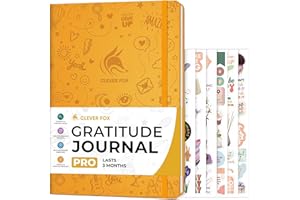 Clever Fox Gratitude Journal Pro Journal quotidien pour homme et femme – Bonheur, positivité et affirmation – Carnet inspirant pour un esprit positif et reconnaissant – 3 mois, grand format (jaune