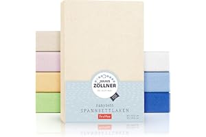 Julius Zöllner Prześcieradło frotte z gumką do łóżeczka dziecięcego i niemowlęcego, 60 x 120 cm do 70 x 140 cm, standard 100 by OEKO-TEX, ecru